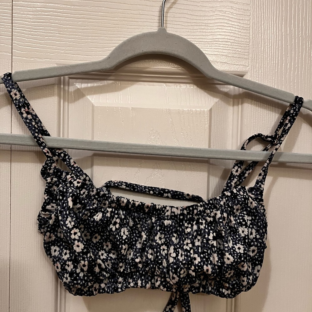 Blue Floral Bikini Top